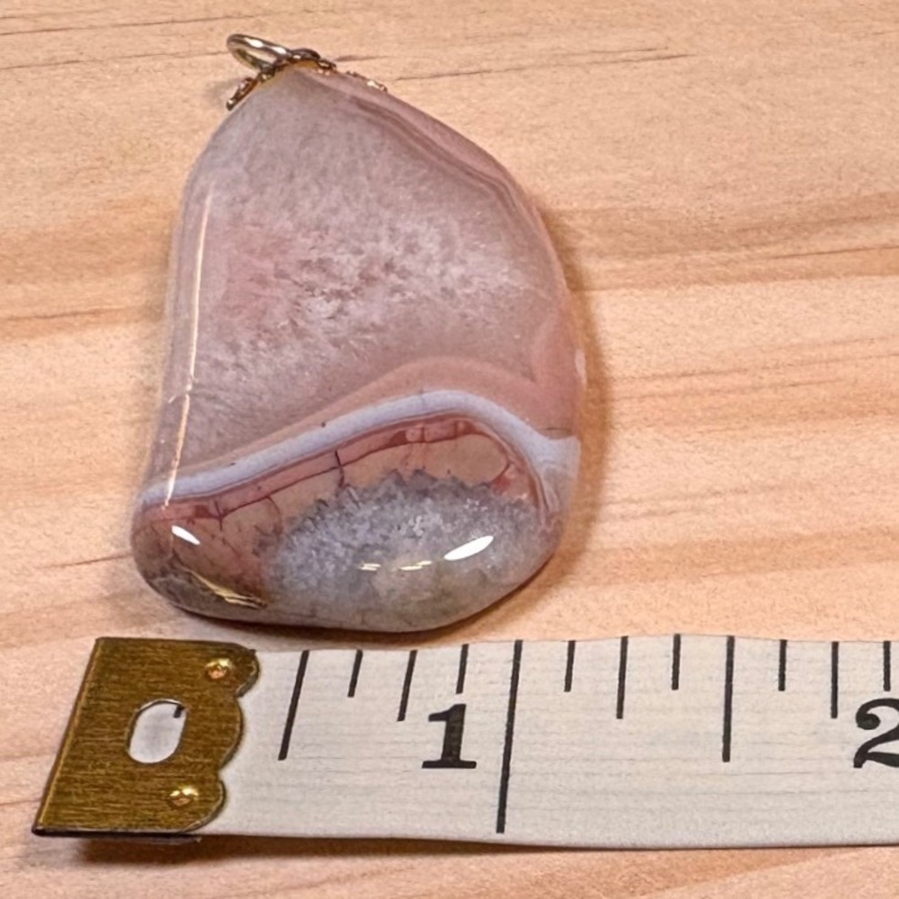 Agate Slice Pendant Women Pink Good Boho Natural Stone Statement Crystal Healing